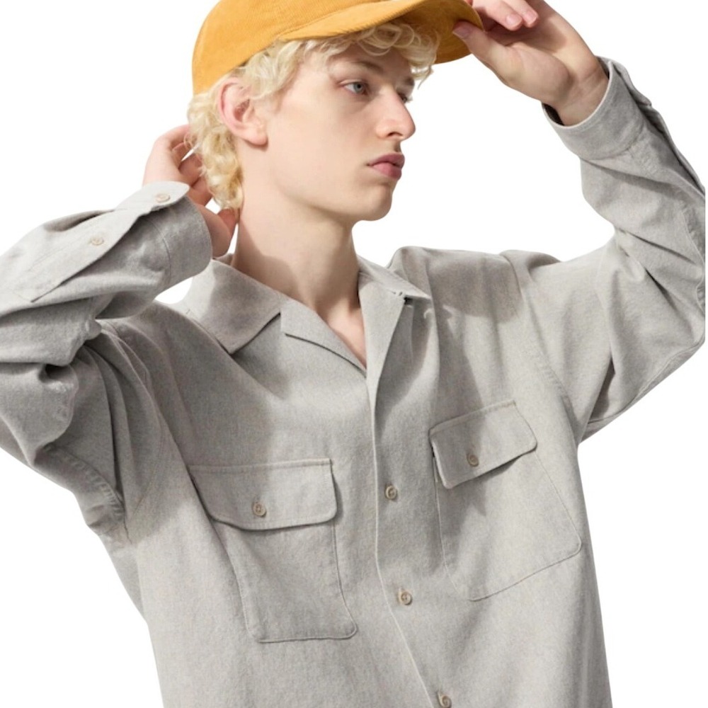 Thread Supply Unisex Oversized Button Up Shirt Jacket Neutral Tan Size XS